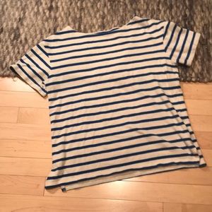 SOLD Blue and White Striped Boatneck Tee